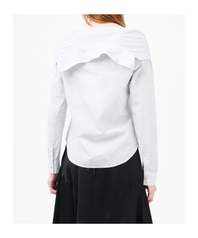 Our Legacy Kaonashi Striped Poplin Shirt With Collapsed Collar In Gray