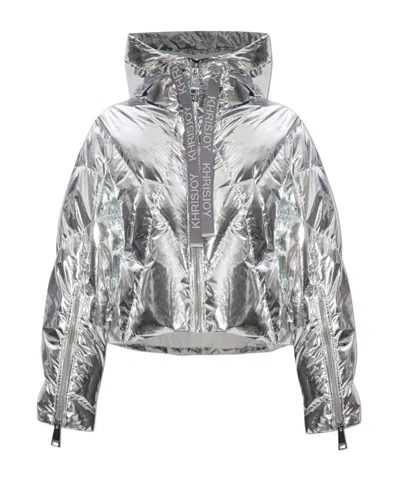 Khrisjoy Silver Quilted Hooded Jacket In Silver