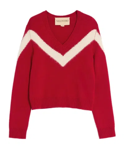 Valentino Garavani Intarsia Wool Jumper In Red