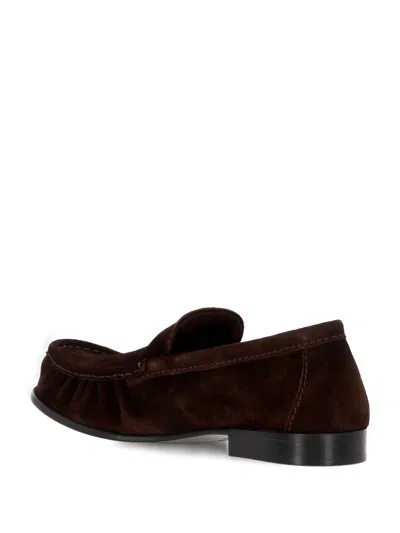 Miu Miu Round-toe Loafers In Brown