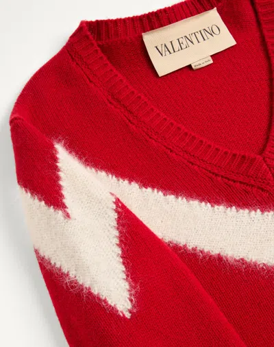 Valentino Garavani Intarsia Wool Jumper In Red