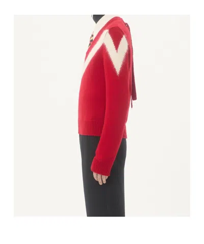 Valentino Garavani Intarsia Wool Jumper In Red