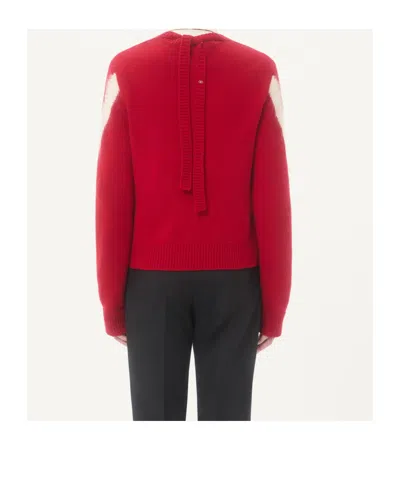 Valentino Garavani Intarsia Wool Jumper In Red