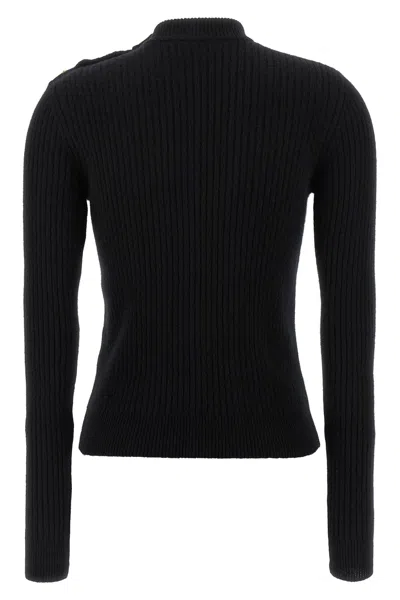 Balmain Eco-cashmere Button Sweater Sweaters And Cardigans Black In Black