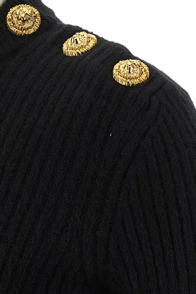 Balmain Eco-cashmere Button Sweater Sweaters And Cardigans Black In Black
