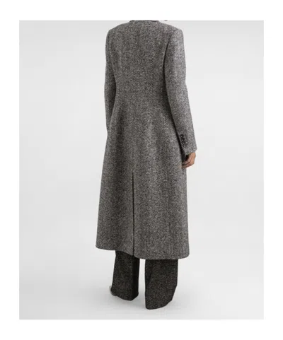 Dolce & Gabbana High Waist Herringbone Houndstooth Tailored Trousers In Black