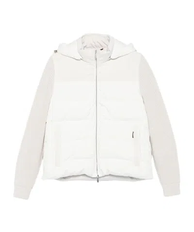 Moorer Quilted Hooded Jacket Side Pockets In Multi