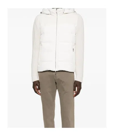 Moorer Quilted Hooded Jacket Side Pockets In Multi