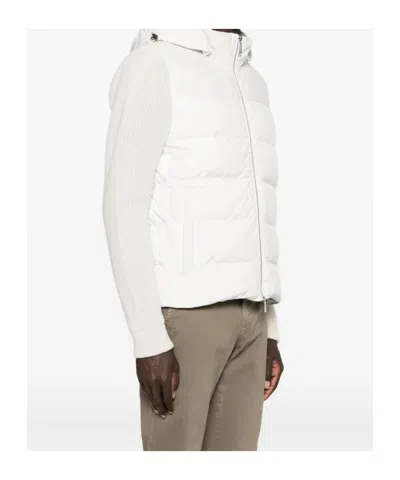 Moorer Quilted Hooded Jacket Side Pockets In Multi
