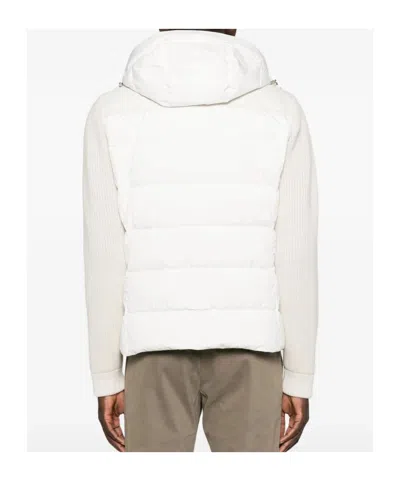 Moorer Quilted Hooded Jacket Side Pockets In Multi