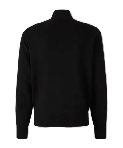 Palm Angels Logo Embroidered Zipped Sweatshirt In Black