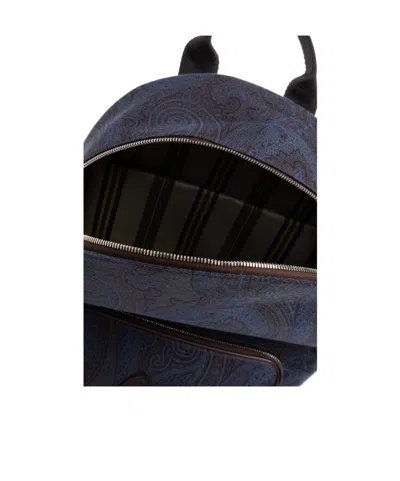 Etro Essential Jacquard Backpack In Blue