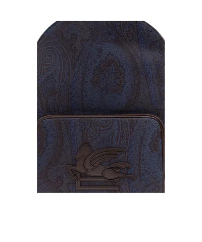 Etro Essential Jacquard Backpack In Blue
