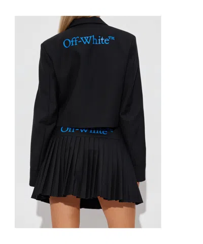 Off-white Logo-print Cropped Blazer In Black