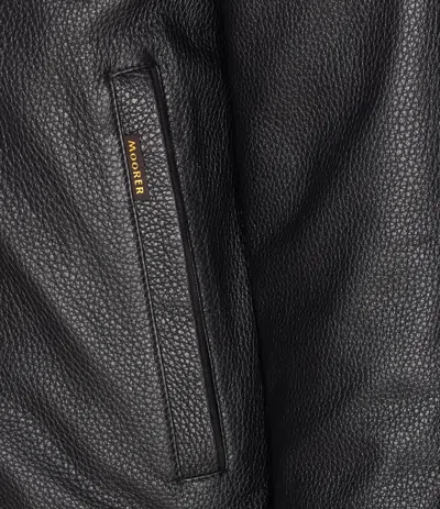 Moorer High Neck Textured Jacket With Fur Collar In Black