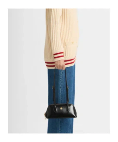 Bally Leather Shoulder Bag Adjustable Strap In Black