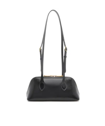 Bally Leather Shoulder Bag Adjustable Strap In Black