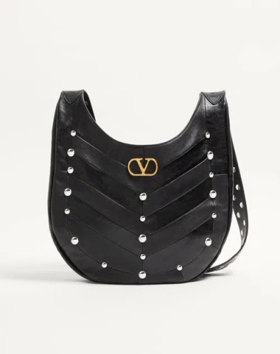 Valentino Garavani Small Hoboho Chevron Quilted Shoulder Bag With Studs In Black