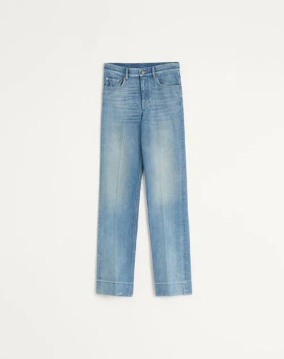 Valentino Garavani Jeans With Logo Application In Blue