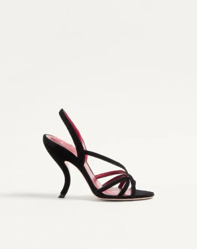 Valentino Fetishique 105 Velvet Slingback Sandal In Black