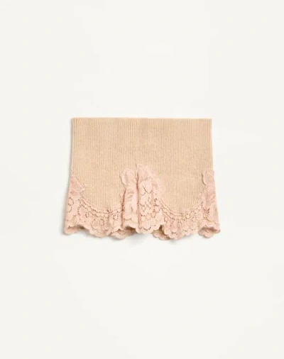 Valentino Vlogo Signature Cashmere And Lace Headband In Neutral