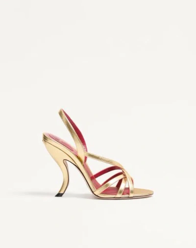 Valentino Garavani Fetishique Sandal In Laminated Nappa 105mm Woman Antique Brass 40 In Gold