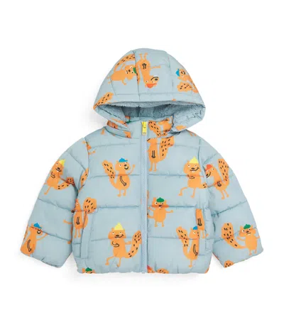 Stella Mccartney Squirrel Print Puffer Jacket In Blue
