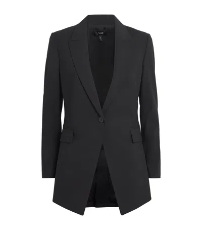 Theory Etiennette Single-breasted Relaxed-fit Wool-blend Jacket In Black