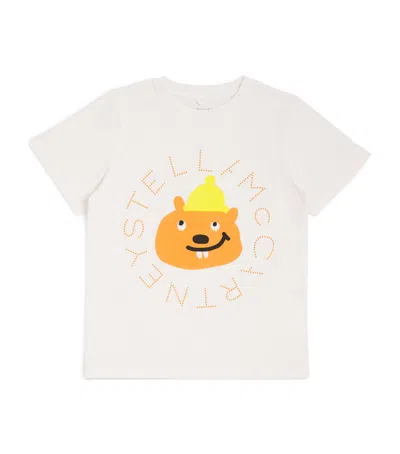 Stella Mccartney Ivory T-shirt For Boy With Beaver And Logo In Pink