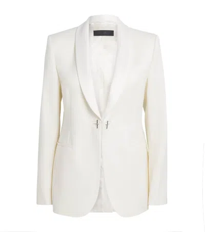 Max Mara Satin-trimmed Virgin Wool Gabardine Blazer In White
