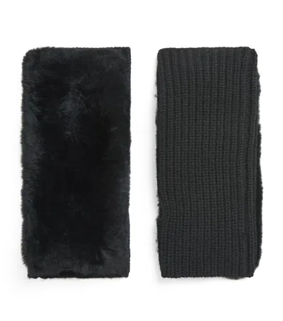 Yves Salomon Rex Rabbit Mittens In Black