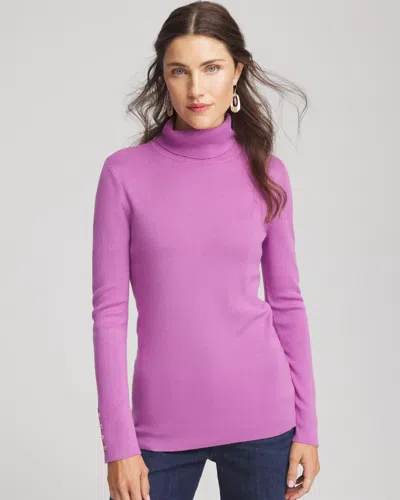 Chico's Ecovero Button Cuff Turtleneck Sweater In Gooseberry In Purple