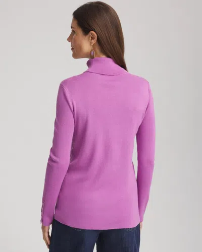 Chico's Ecovero Button Cuff Turtleneck Sweater In Gooseberry In Purple