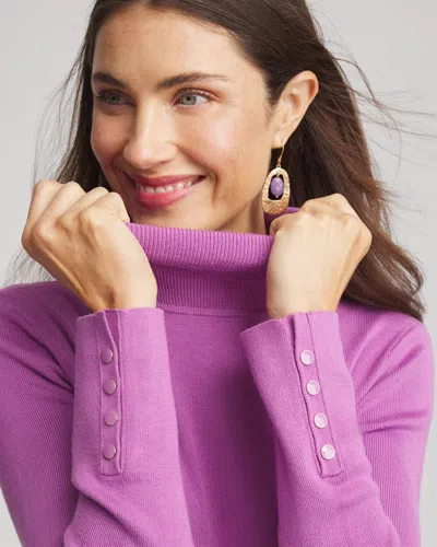 Chico's Ecovero Button Cuff Turtleneck Sweater In Gooseberry In Purple