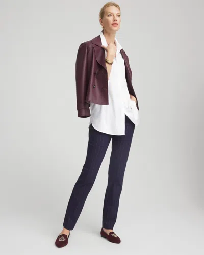 Chico's Shadow Stripe Brigitte Slim Pull-on Pants In Blue In Blue