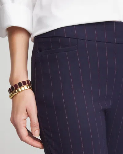Chico's Shadow Stripe Brigitte Slim Pull-on Pants In Blue In Blue