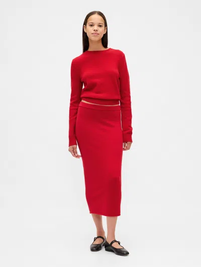 Gap Cashsoft Stretch Midi Skirt In Red