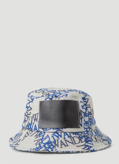 Jw Anderson Women Double Logo Bucket Hat In Blue
