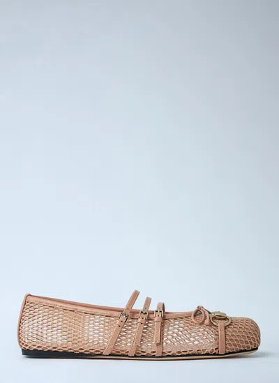 Gucci Net Nappa Triple-strap Horsebit Ballerina Flats In Pink