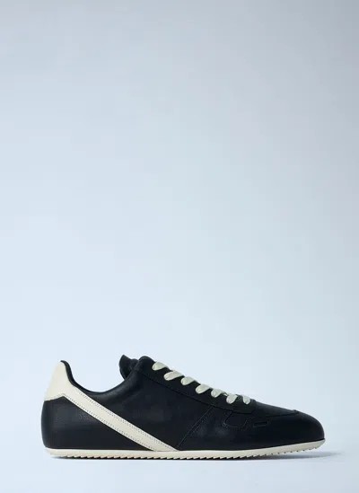 Rick Owens Black Low-top Sneakers With Contrasting Details In Leather Man In Black