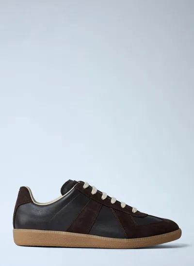 Maison Margiela Dark Brown Replica Sneakers In Black