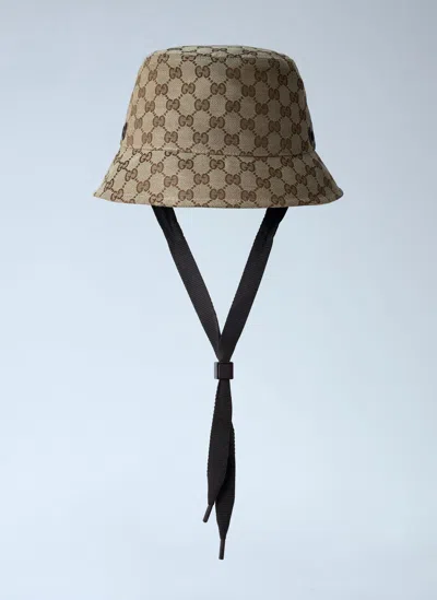 Gucci Men Logo Motif Bucket Hat In Brown