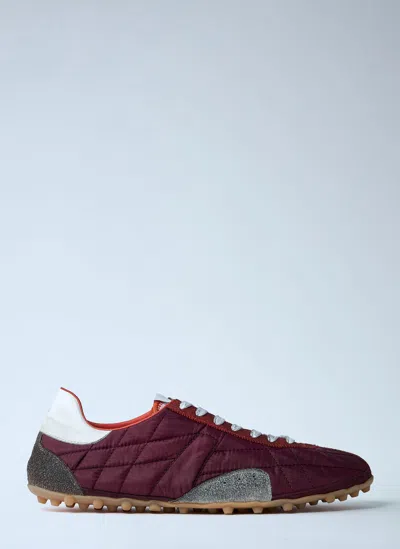 Maison Margiela Sprinters Leather And Suede-trimmed Nylon Sneakers In Burgundy