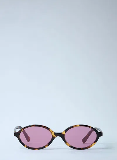 Miu Miu Oval-frame Tortoiseshell Acetate Sunglasses In Pink