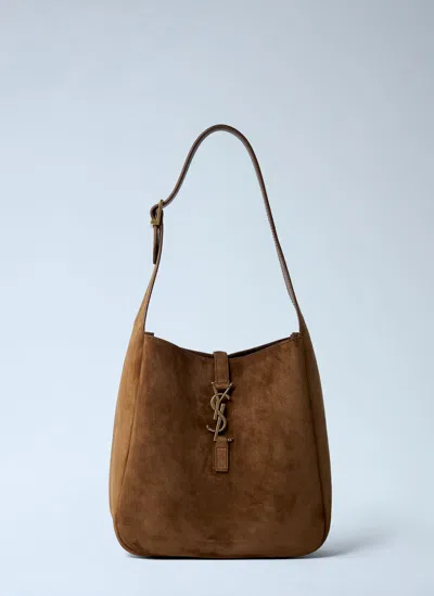 Saint Laurent Le 5 A 7 Small Suede Hobo Shoulder Bag In Brown