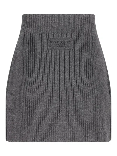 Givenchy Ribbed-knit Wool And Alpaca-blend Miniskirt In Gray