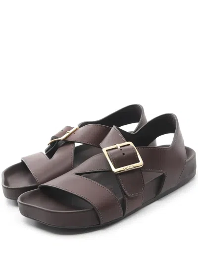 Pre-owned Loewe Ease Leather Sandals In Brown
