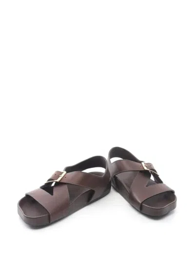 Pre-owned Loewe Ease Leather Sandals In Brown