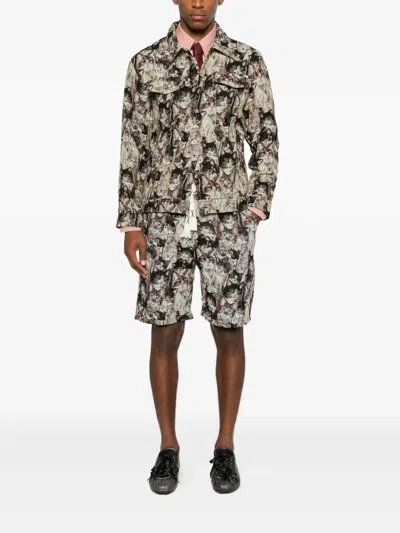 Bless Cat-print Shorts In Gray