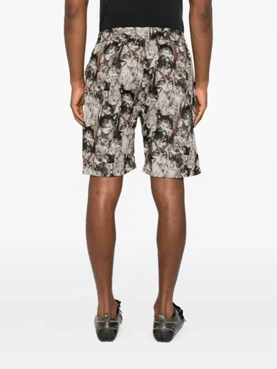 Bless Cat-print Shorts In Gray